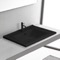 Matte Black Ceramic Drop In Bathroom Sink, Rectangular